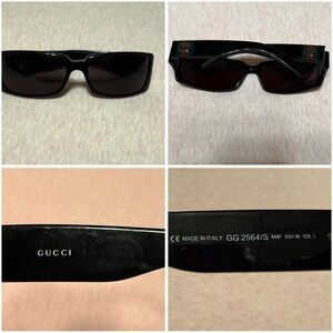Gucci Black Rectangular Men's Sunglasses with Dark Lenses